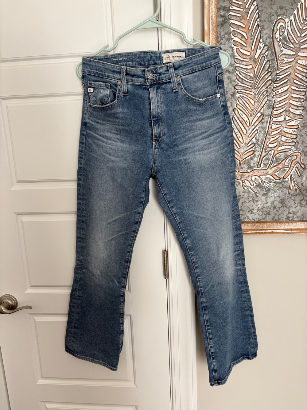 Ag Adriano Goldschmied Women's Farrah Crop Faded Blue Bootcut Jeans